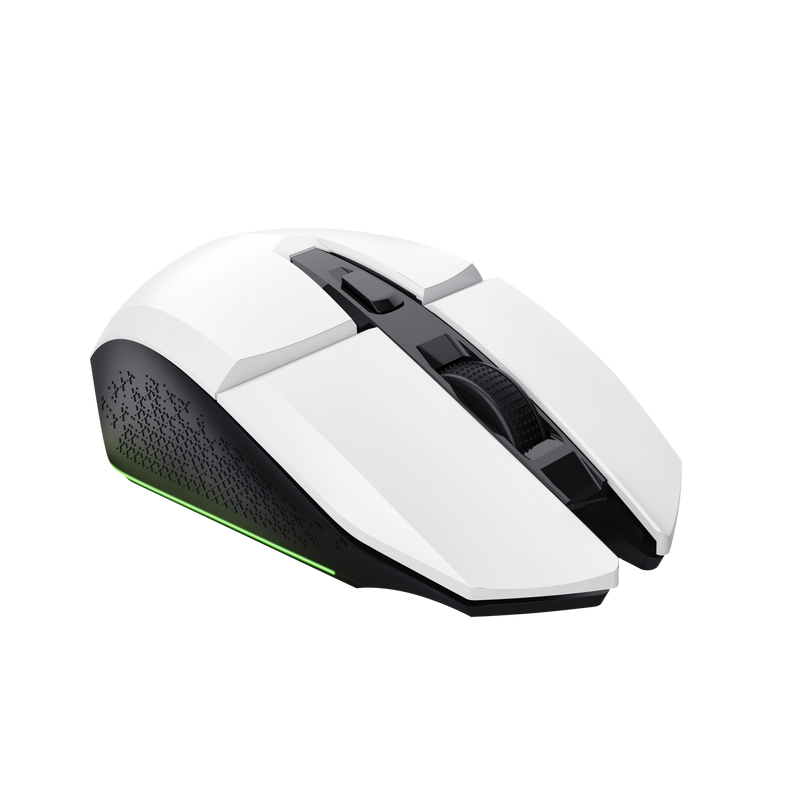 Souris de jeu sans fil rechargeable Trust - Vitesse réglable de 800 à 4800 DPI - jusqu'à 80 heures de lecture - 4 options d'éclairage LED - 6 boutons et sélection DPI