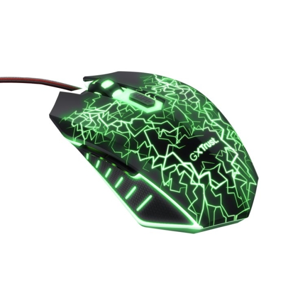 Souris de jeu USB Trust - 4000 dpi - 6 boutons - Éclairage LED - Ambidextre - Noir