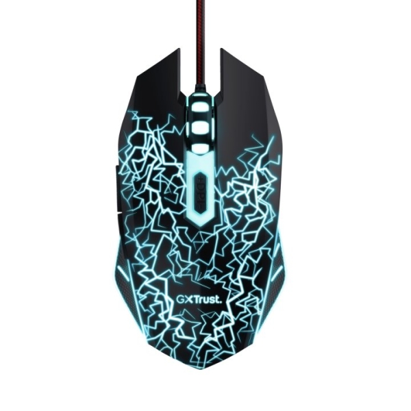 Souris de jeu USB Trust - 4000 dpi - 6 boutons - Éclairage LED - Ambidextre - Noir