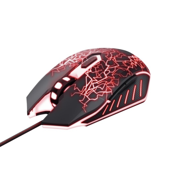Souris de jeu USB Trust - 4000 dpi - 6 boutons - Éclairage LED - Ambidextre - Noir
