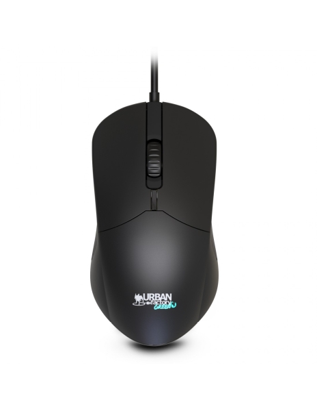 Souris filaire Urban Factory Cyclee - 1200 dpi - Connexion USB-A - Adaptateur USB-C - Utilisation ambidextre - Noir