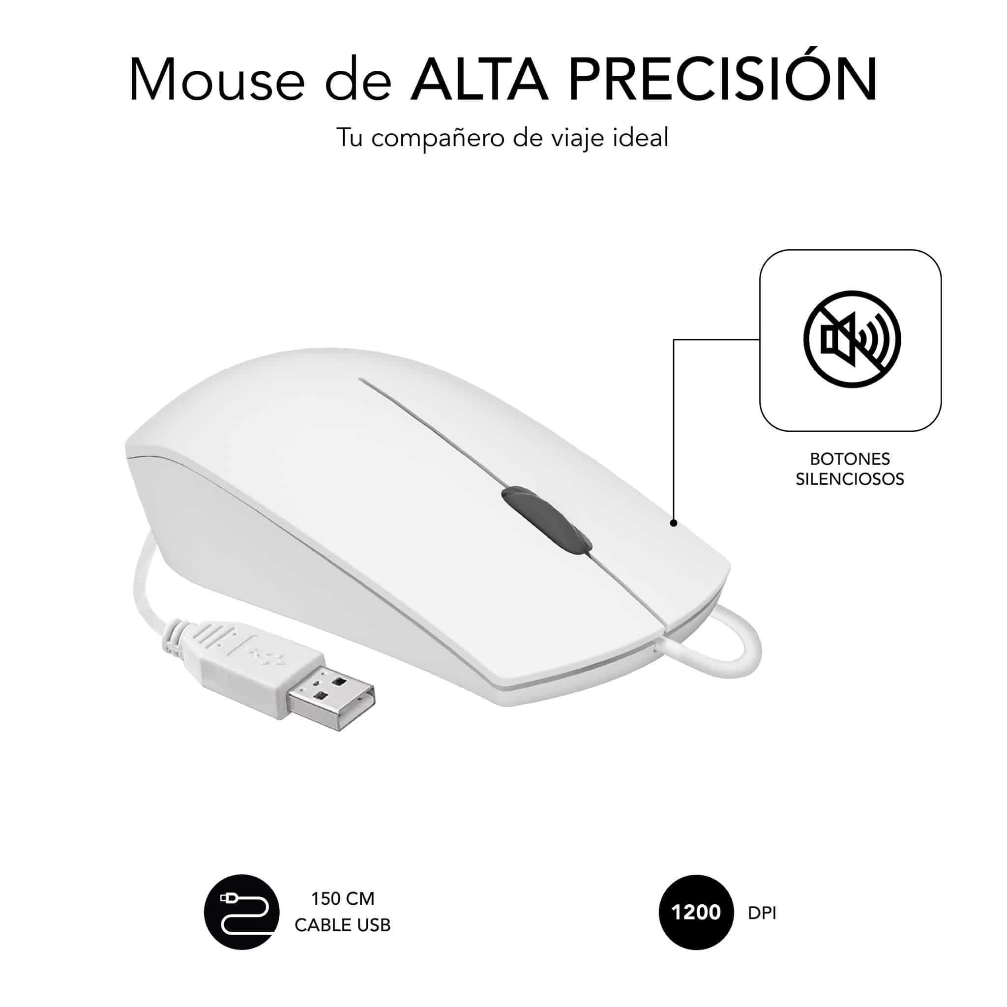 Souris Professionnelle Filaire Subblim - Design Ultra-fin et Ergonomique - Technologie Silent Click - Couleur Noir Mat