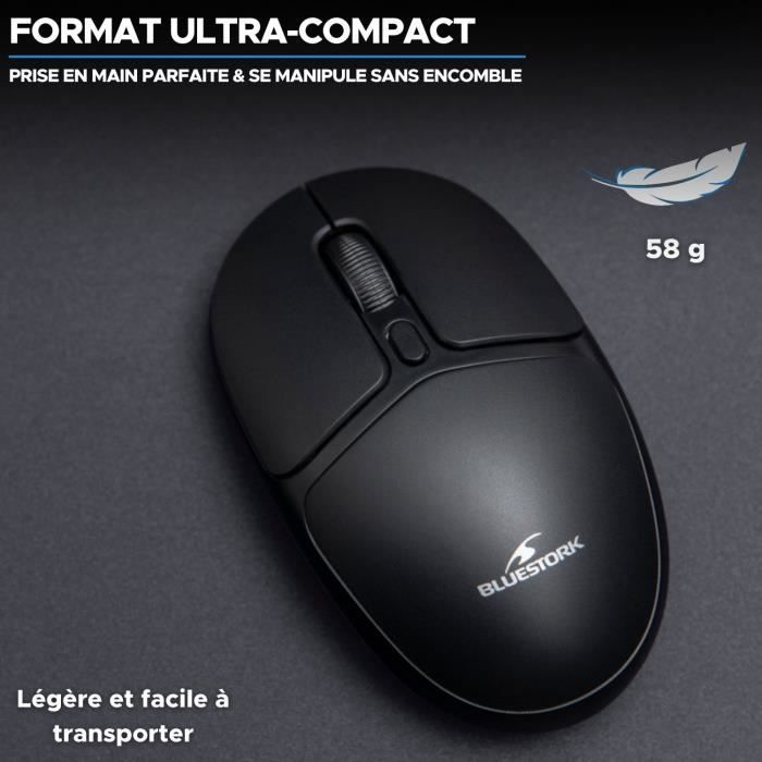 Souris Sans Fil - BLUESTORK - Office 25 - PC/MAC - Noir - Connexion 2.4 GHz - Autonomie Longue Durée