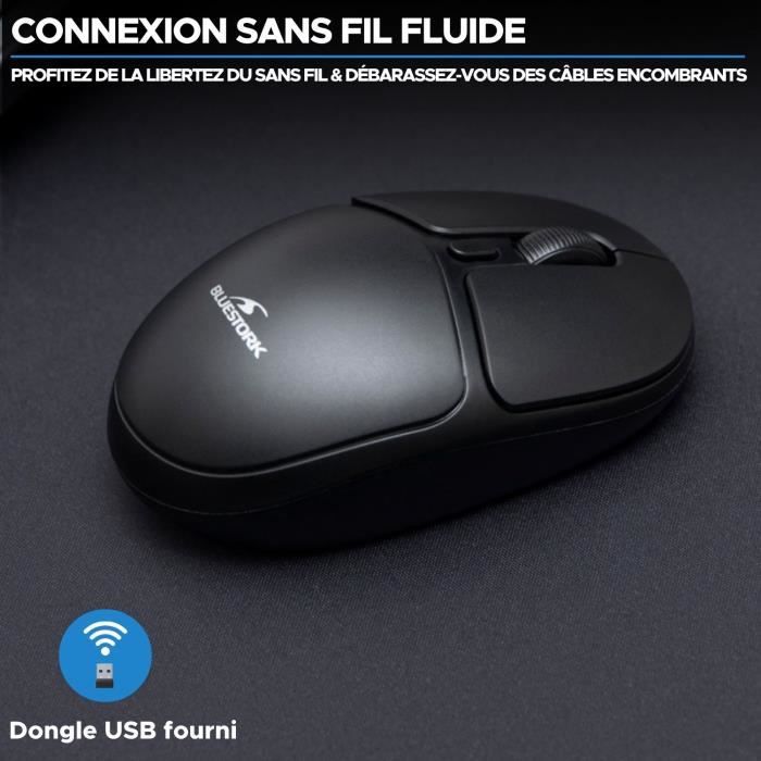 Souris Sans Fil - BLUESTORK - Office 25 - PC/MAC - Noir - Connexion 2.4 GHz - Autonomie Longue Durée