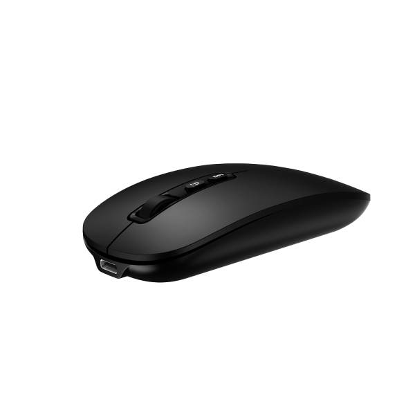 Souris sans fil Coolbox W02 - Bluetooth et RF 2,4 GHz - Ultra légère - Bouton d'accès copilote - Rechargeable par USB-C - DPI réglable - Capteur optique - Noir