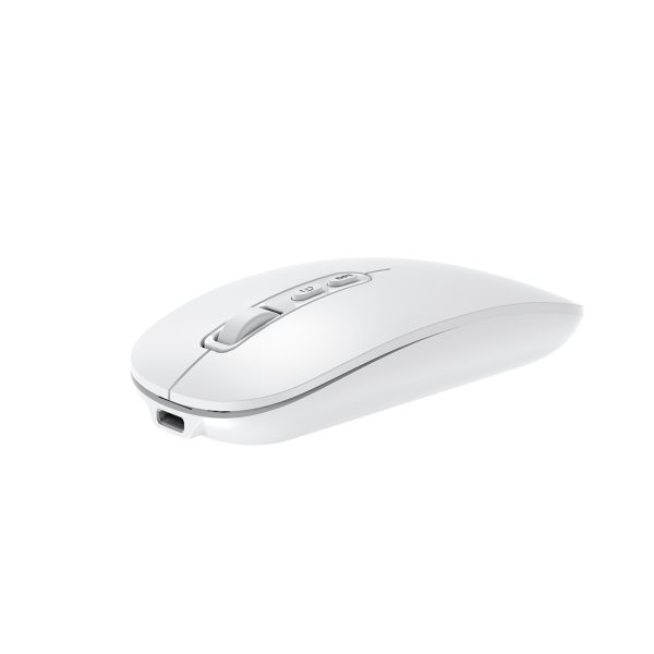 Souris sans fil Coolbox W02 - Bluetooth et RF 2,4 GHz - Ultra légère - Bouton d'accès copilote - Rechargeable par USB-C - DPI réglable - Capteur optique - Blanche