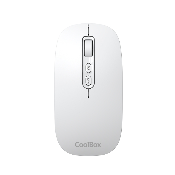 Souris sans fil Coolbox W02 - Bluetooth et RF 2,4 GHz - Ultra légère - Bouton d'accès copilote - Rechargeable par USB-C - DPI réglable - Capteur optique - Blanche