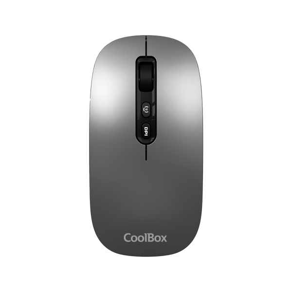 Souris sans fil Coolbox W02 - Bluetooth et RF 2,4 GHz - Ultra légère - Bouton d'accès copilote - Rechargeable par USB-C - DPI réglable - Capteur optique - Couleur grise