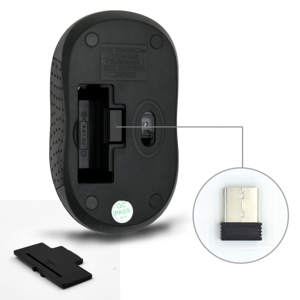 Souris sans fil Ewent 2,4 Hz - Récepteur USB-A - 1000 dpi - 1 pile AA (incluse) - Noir
