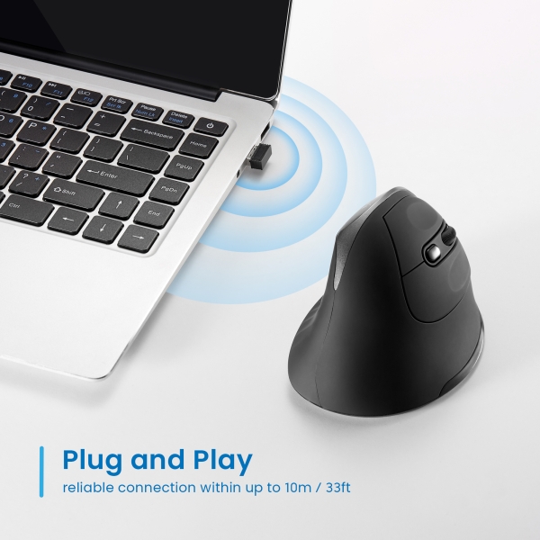 Souris sans fil Ewent 2,4 Hz - Récepteur USB-A - DPI sélectionnable 800-1200-2400 dpi - 1 pile AA (incluse) - Noir/Gris