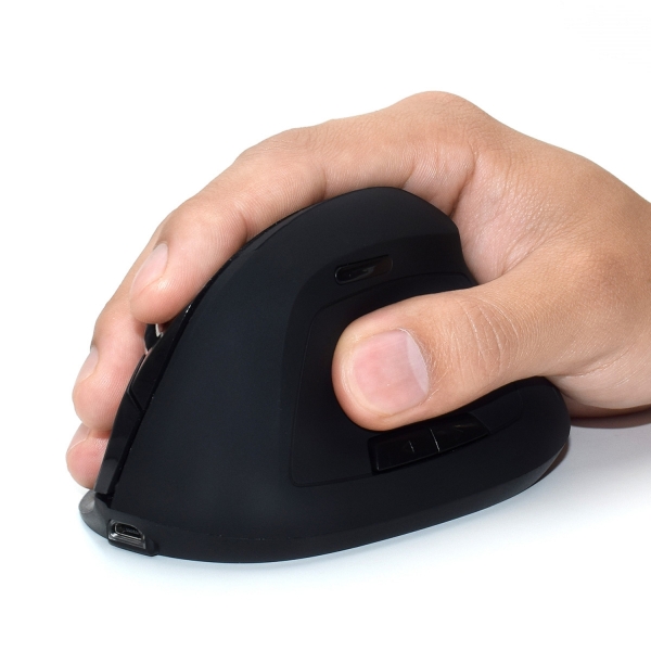 Souris sans fil Ewent 2,4 Hz - Souris verticale ergonomique - DPI sélectionnable 800-1200-2400 dpi - Batterie lithium rechargeable 400 mAh - Noir