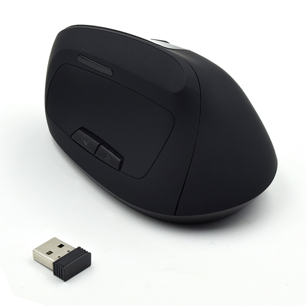 Souris sans fil Ewent 2,4 Hz - Souris verticale ergonomique - DPI sélectionnable 800-1200-2400 dpi - Batterie lithium rechargeable 400 mAh - Noir