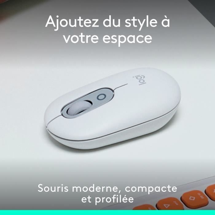 Souris - Sans fil - Logitech - Pop Mouse - Blanc cassé