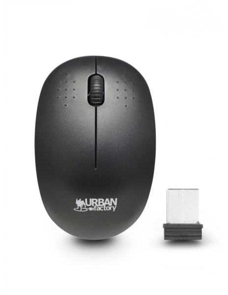 Souris sans fil Urban Factory 2,4 GHz - 1 000 dpi - Récepteur USB-A - Adaptateur USB-C - Utilisation ambidextre - Couleur noire