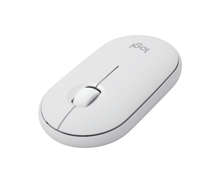 Souris sans fil USB Logitech Pebble Mouse 2 M350s 1000 dpi - Multi-appareils - Utilisation ambidextre - Couleur blanche