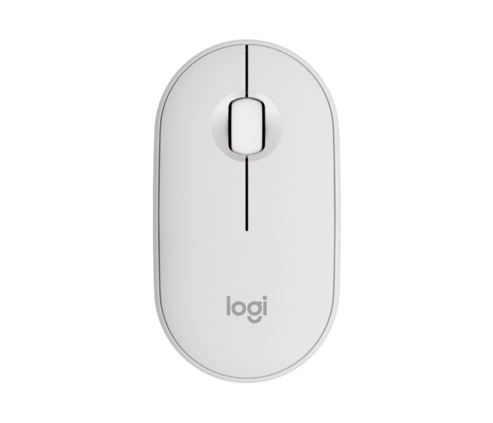 Souris sans fil USB Logitech Pebble Mouse 2 M350s 1000 dpi - Multi-appareils - Utilisation ambidextre - Couleur blanche
