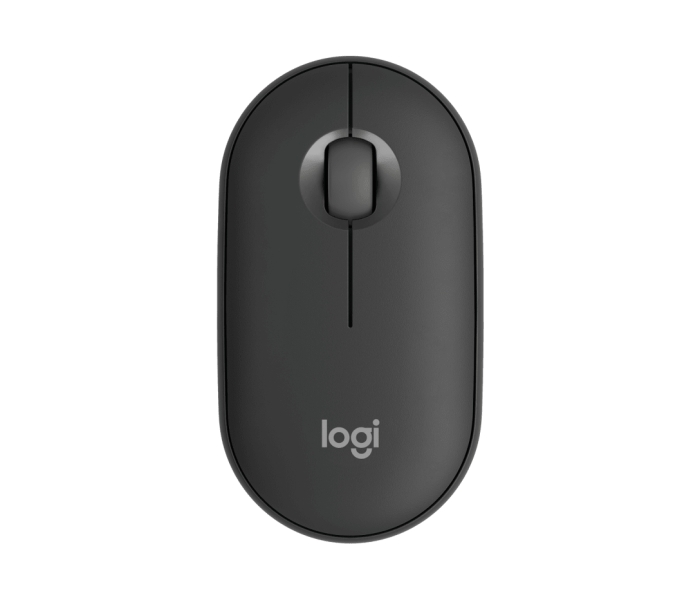 Souris sans fil USB Logitech Pebble Mouse 2 M350s 1000 dpi - Multi-appareils - Utilisation ambidextre - Couleur graphite