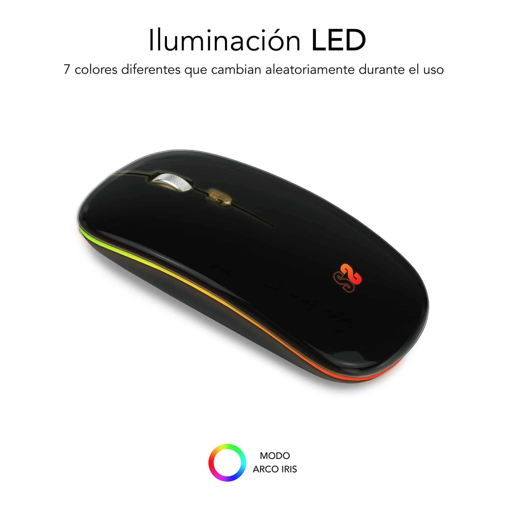 Souris Subblim Dual Flat LED - Double Connectivité - Technologie Silent Click - Éclairage LED en 7 Couleurs - Finition Noir ou Blanc avec Effet Nacré