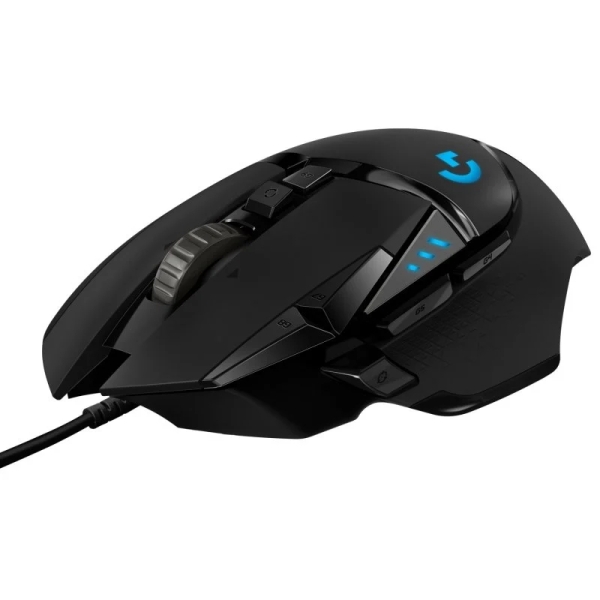 Souris USB Logitech G502 Hero 25 600 ppp - 11 boutons programmables - Éclairage LED - Pour droitiers - Câble de 2,10 m - Noir