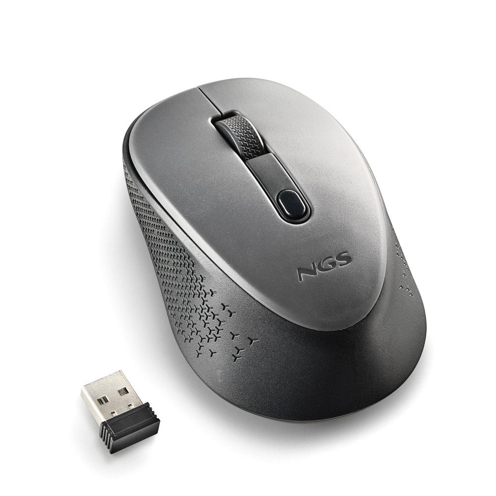 Souris USB Sans Fil NGS Dew Grey 1600dpi - 3 Boutons - Utilisation droitier - Couleur Gris