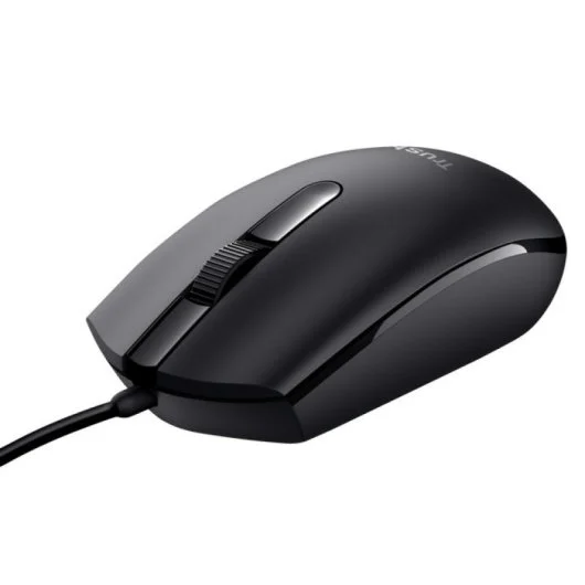 Souris USB Trust TM101 Eco 1200dpi - Fabriquée avec 50% de plastiques recyclés - 3 Boutons - Utilisation ambidextre - Câble 1,60 m - Couleur Noir