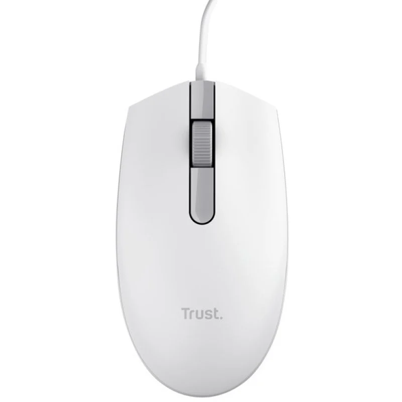 Souris USB Trust TM101 Eco 1200dpi - Fabriquée avec 50% de plastiques recyclés - 3 Boutons - Utilisation ambidextre - Câble 1,60 m - Couleur Blanc