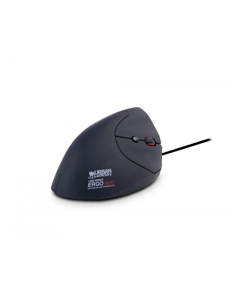 Souris verticale ergonomique filaire Urban Factory Ergo Next - 1200-3600 dpi - 6 boutons - Pour droitier - Noir