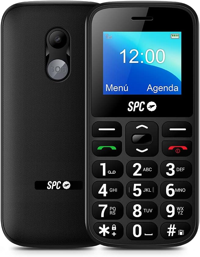 SPC Fortune 2 - Meilleure couverture 4G - Appel d'urgence - Aide à distance intelligente - Volume de sonnerie très fort - Menu simple avec de grandes icônes - Couleur noire