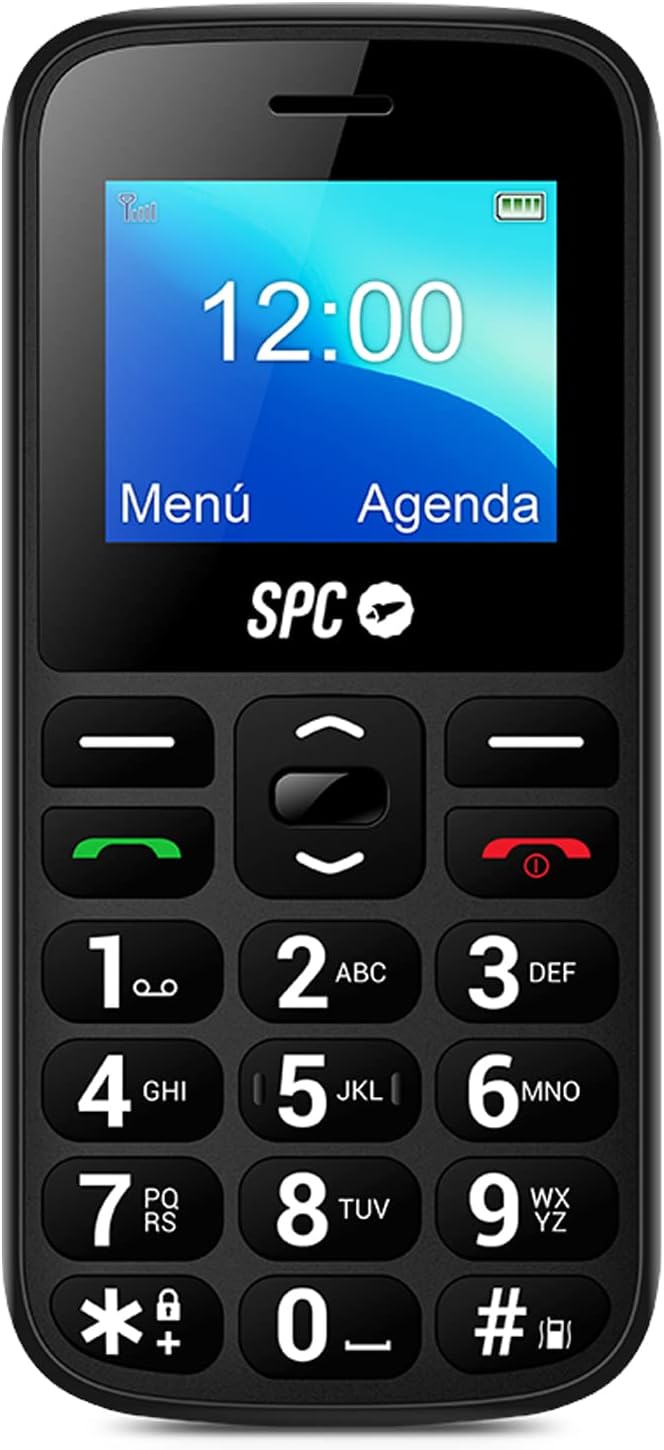 SPC Fortune 2 - Meilleure couverture 4G - Appel d'urgence - Aide à distance intelligente - Volume de sonnerie très fort - Menu simple avec de grandes icônes - Couleur noire