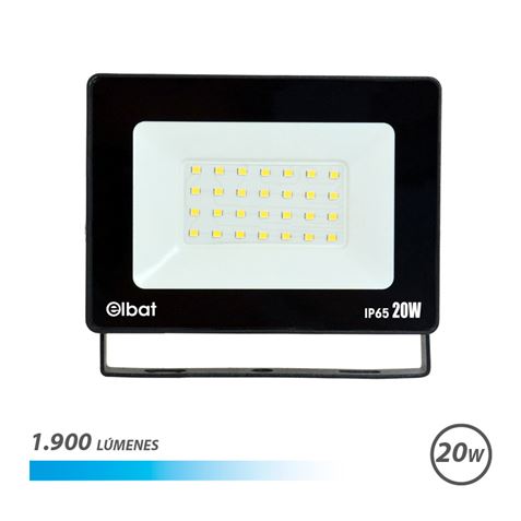 Spot LED Elbat 20W - Puissance : 20W - Lumens : 1900 - 6 500 K Lumière Froide - 30 000 - 50 000 Heures de Vie - Angle 120º - Protection : IP65 pour Utilisation Extérieure - Couleur Noir
