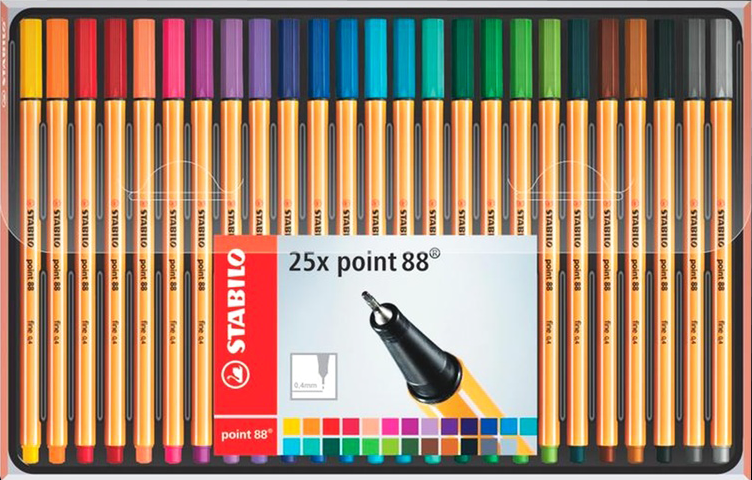 STABILO Point 88 - Coffret 25 stylos-feutres - Coloris assortis