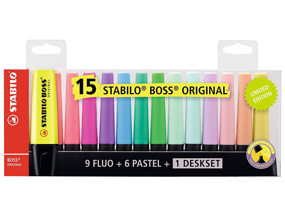 Stabilo Boss 70 Pack de 15 Marqueurs Fluo