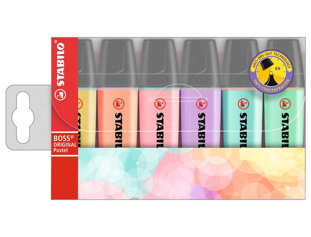 ✓ Stabilo Boss 70 Pastel Pack de 6 Feutres Fluo couleur en stock -  123CONSOMMABLES