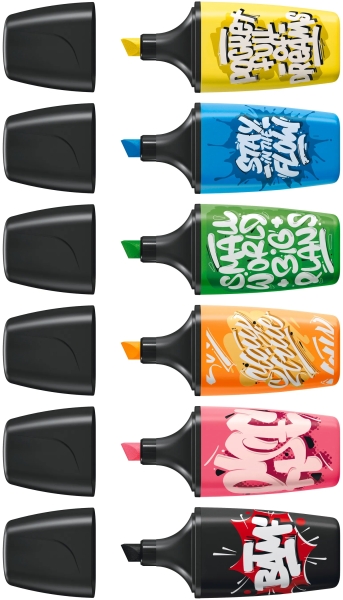 Stabilo Boss Mini by Snooze One Display avec 50 mini marqueurs fluorescents - Trait entre 2 et 5 mm - Encre à base d'eau - Anti-dessèchement - Couleurs assorties