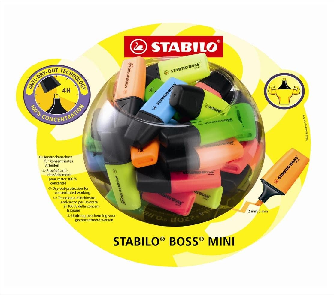 ✓ Stabilo Boss Mini Lot de 50 marqueurs fluo couleur en stock -  123CONSOMMABLES