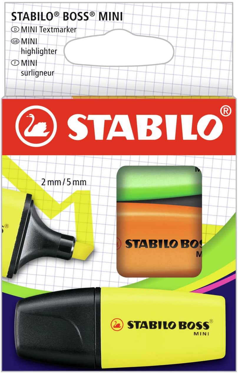Stabilo Boss Mini Pack de 3 Marqueurs Fluo