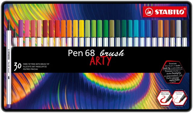✓ Lot de 30 feutres Stabilo Pen 68 Brush Arty couleur Surtido en