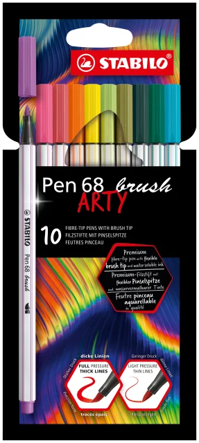 Lot de 10 feutres Stabilo Pen 68 Brush Arty