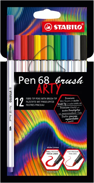 Lot de 12 feutres Stabilo Pen 68 Brush Arty
