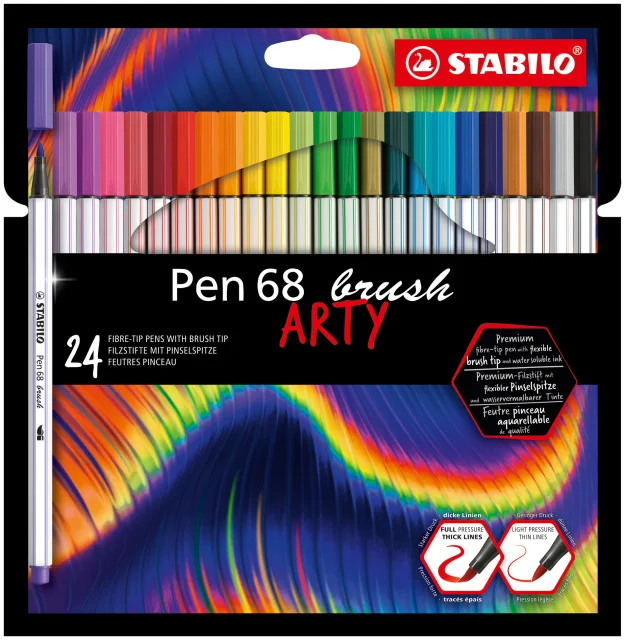 Lot de 24 feutres Stabilo Pen 68 Brush Arty