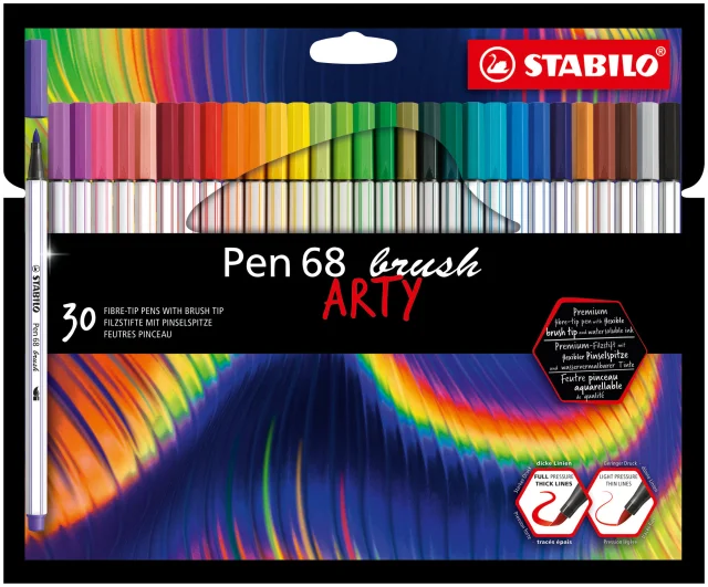Lot de 30 feutres Stabilo Pen 68 Brush Arty