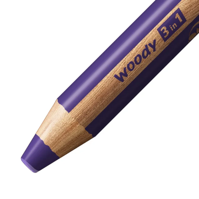 	Lot de 6 crayons de couleur Woody 3-en-1 + Taille-Crayon