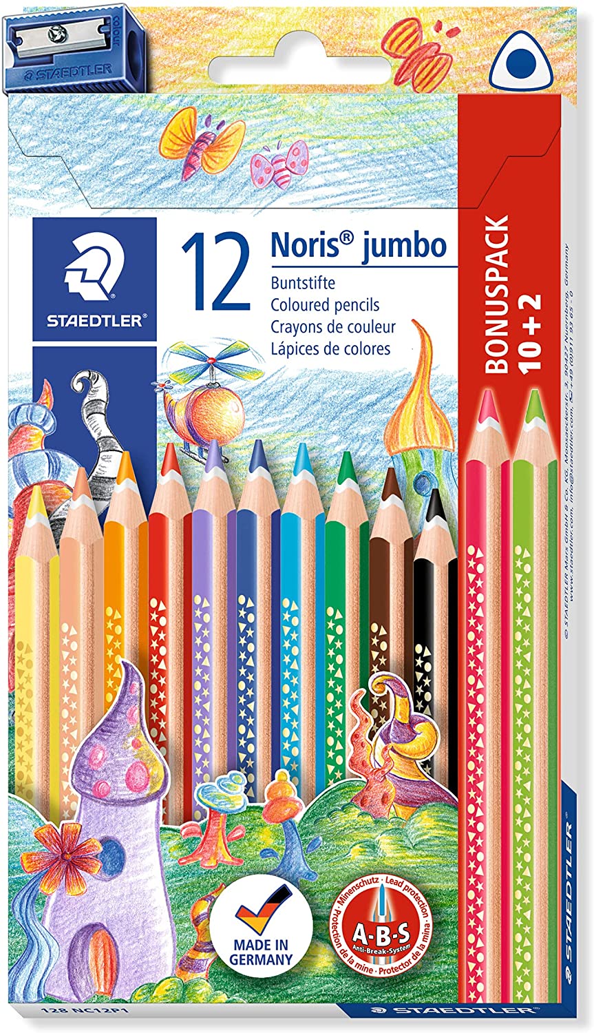 Staedtler Jumbo Noris 128 Lot 12 Crayons Assortis