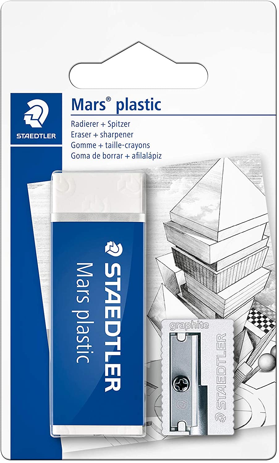 Staedtler Lot de 1 gomme en plastique Mars + 1 taille-crayon en métal 510