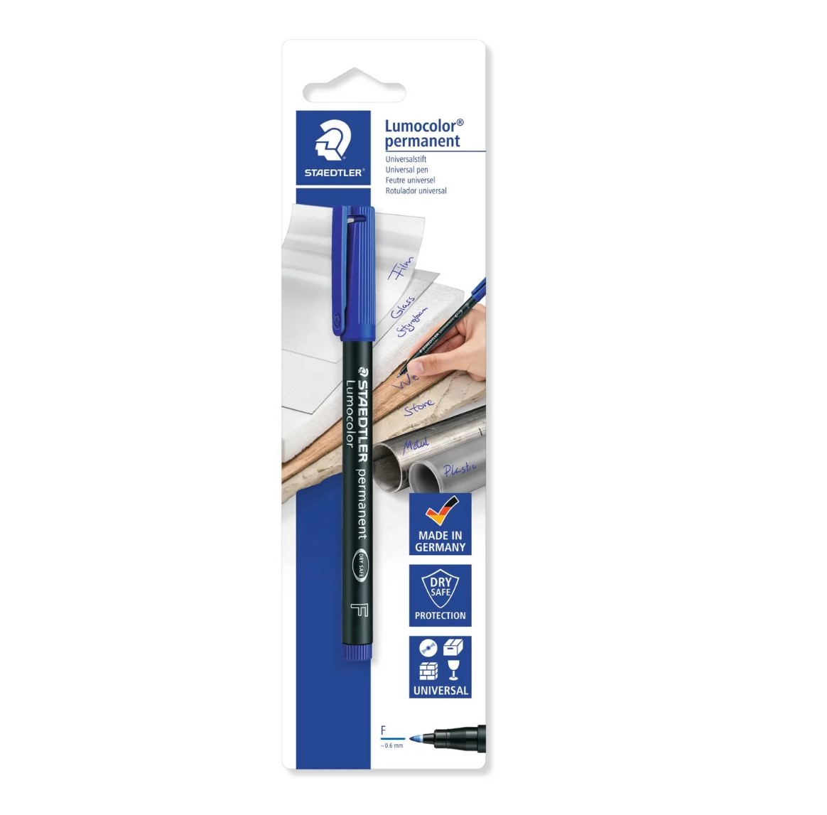 Staedtler Lumocolor 318 Marqueur permanent - Course d'environ 0,6 mm - Séchage rapide - Couleur bleue