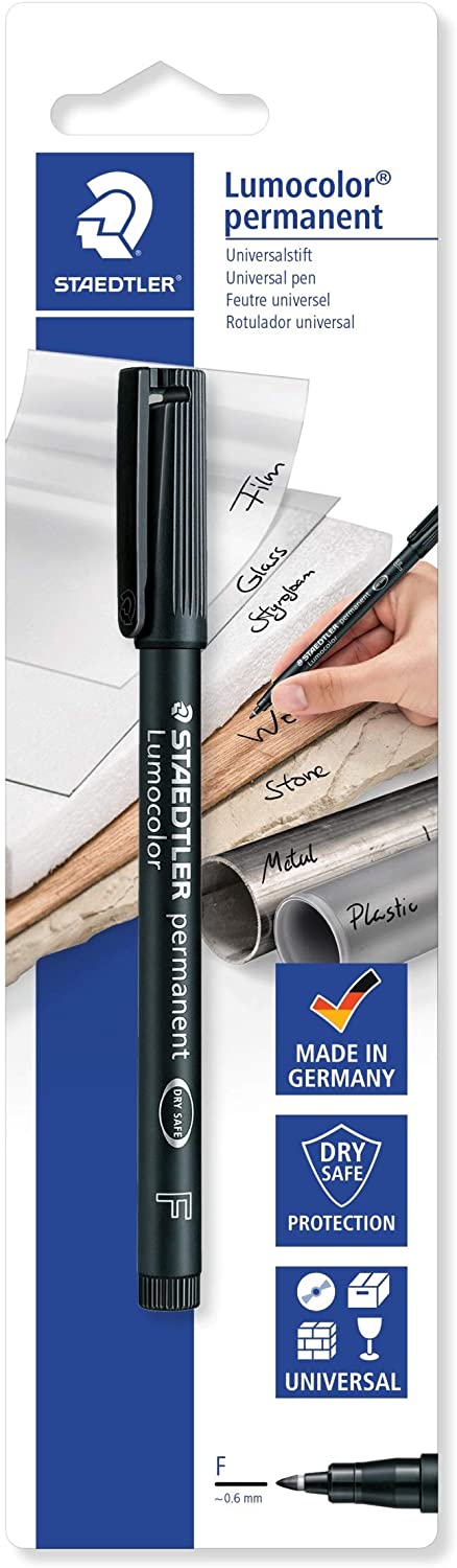 Staedtler Lumocolor 318 Marqueur permanent - Course d'environ 0,6 mm - Séchage rapide - Couleur noire