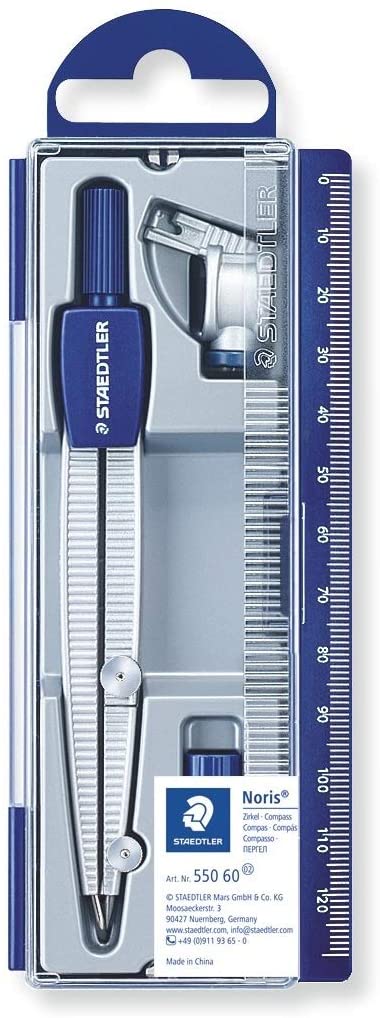Staedtler Noris 550 60 Compas de Précision - Diamètre Maximum 300mm - Pour Initiation au Dessin