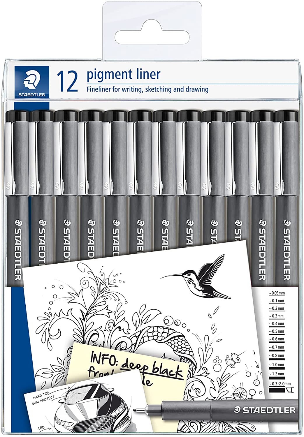 Staedtler Pigment Liner 308 Lot de 12 stylos