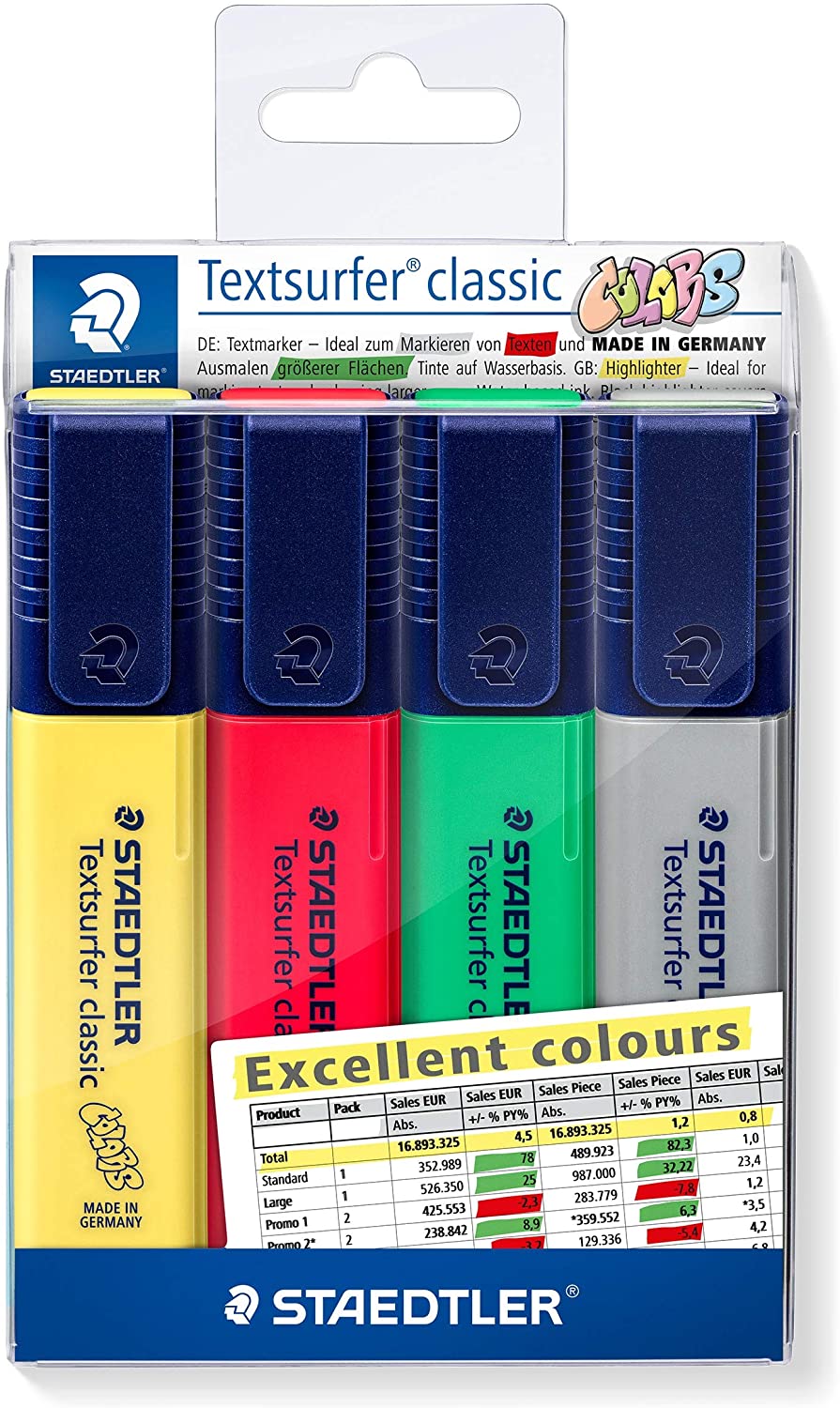 Staedtler Lot de 4 surligneurs Textsurfer Classic 364