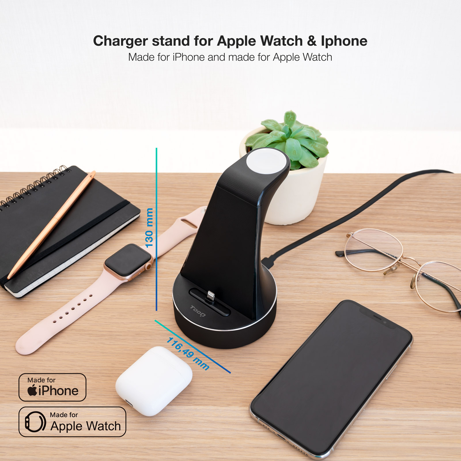 Station de chargement Tooq pour Apple Watch et iPhone